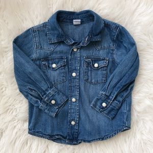 Denim Shirt with Pearl Snaps